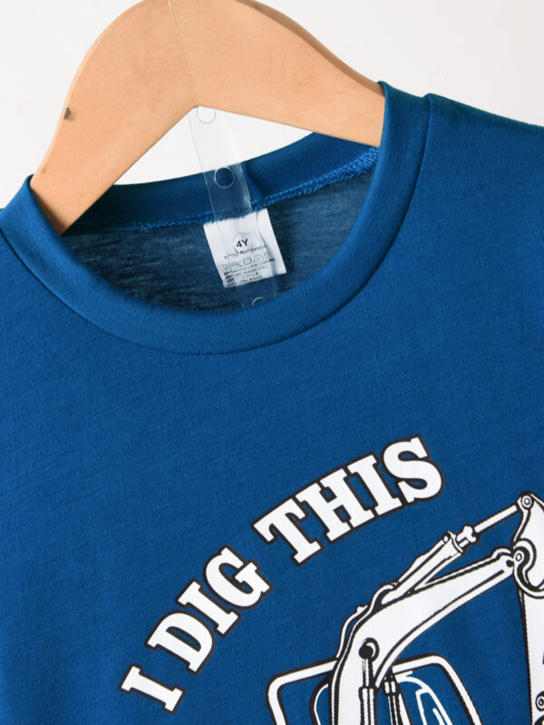 Boys&apos; Summer Short-Sleeved Round Tie Excavator Lettering T-Shirt and Black Shorts Set - Image 6