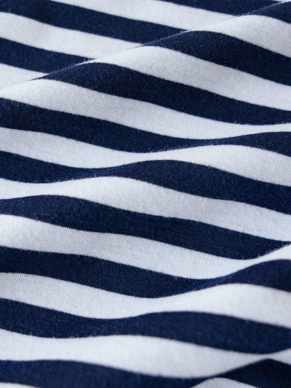 Girls Autumn Trendy Round Neck Long Sleeve Overall Stripe Design Spliced Woven Fabric Skirt Hem Half Dress - Image 5