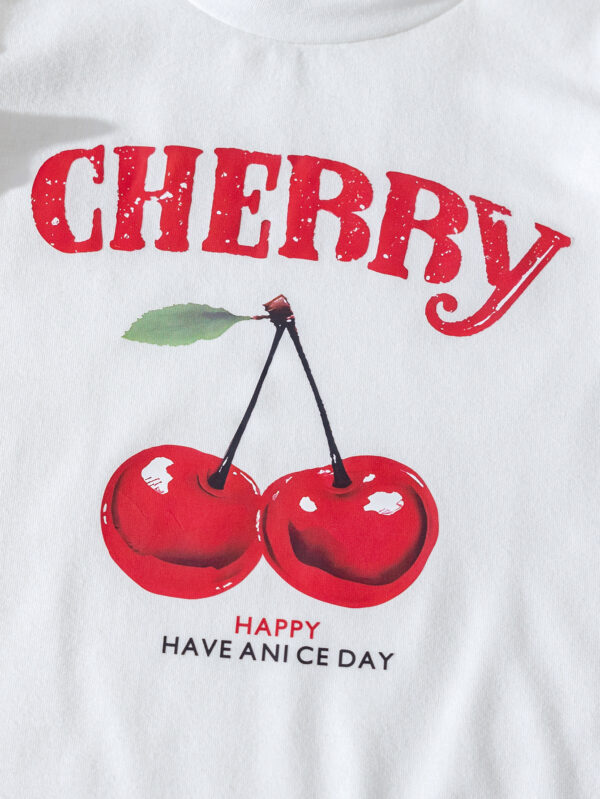 Children&apos;s summer fashion two-piece suit cherry lotus sleeve top + shorts two-piece suit - Image 5
