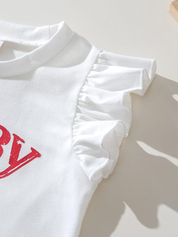 Children&apos;s summer fashion two-piece suit cherry lotus sleeve top + shorts two-piece suit - Image 4