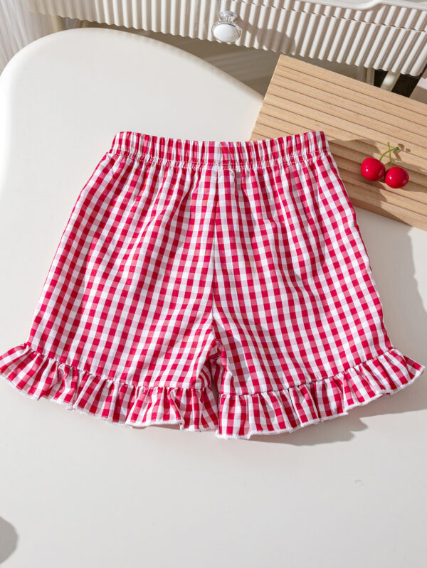 Children&apos;s summer fashion two-piece suit cherry lotus sleeve top + shorts two-piece suit - Image 8