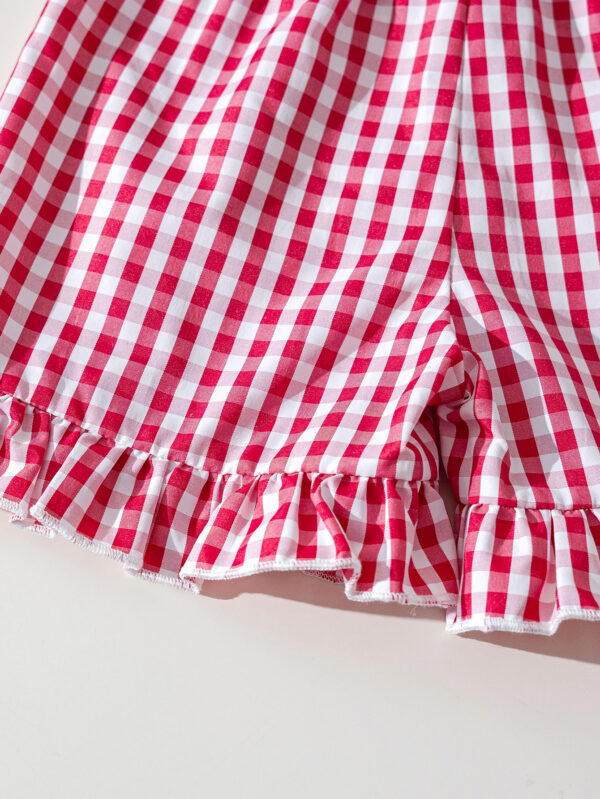 Children&apos;s summer fashion two-piece suit cherry lotus sleeve top + shorts two-piece suit - Image 9