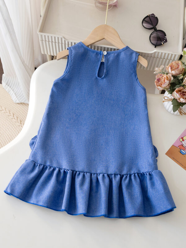 Girls Sleeveless Fashion Dress Baby Dress Flower Decoration + Ruffled Skirt Children&apos;s Dress - Image 2