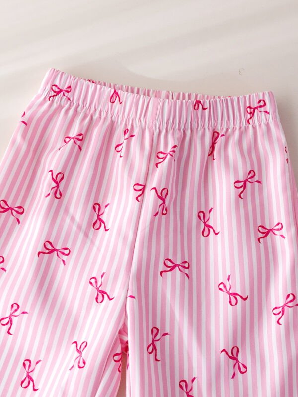 New girls holiday style spaghetti strap camisole top with cherry print pattern + trousers set two-piece set - Image 6