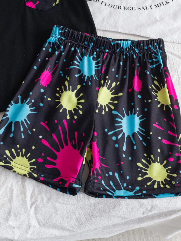Boys tie-dye contrast print T-shirt and shorts two-piece set - Image 5