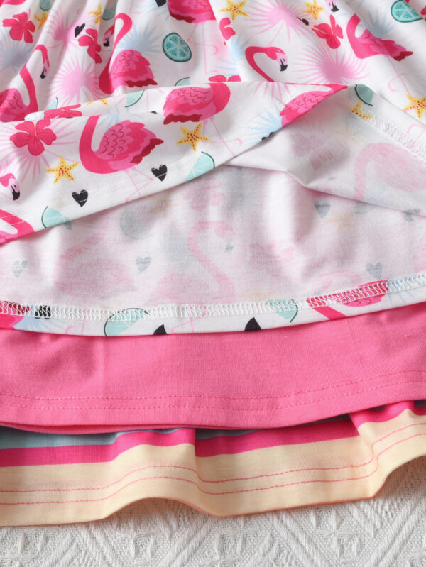 Girls summer fashion 3pcs three-piece dress waist round neck small flying sleeves ruffle three-piece dress - Image 10