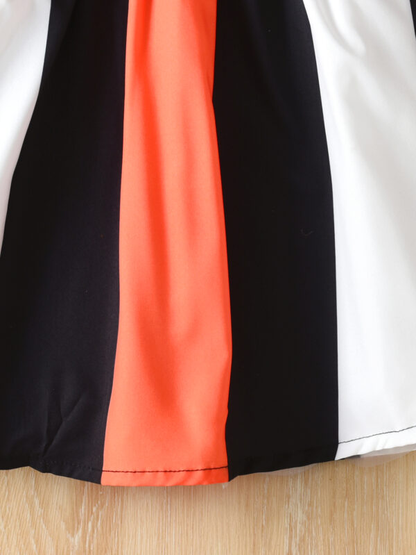 Girls Summer Sleeveless Striped Stitching Bowknot Dress Sleeveless Striped Ruffled Skirt Waist Bowknot - Image 5