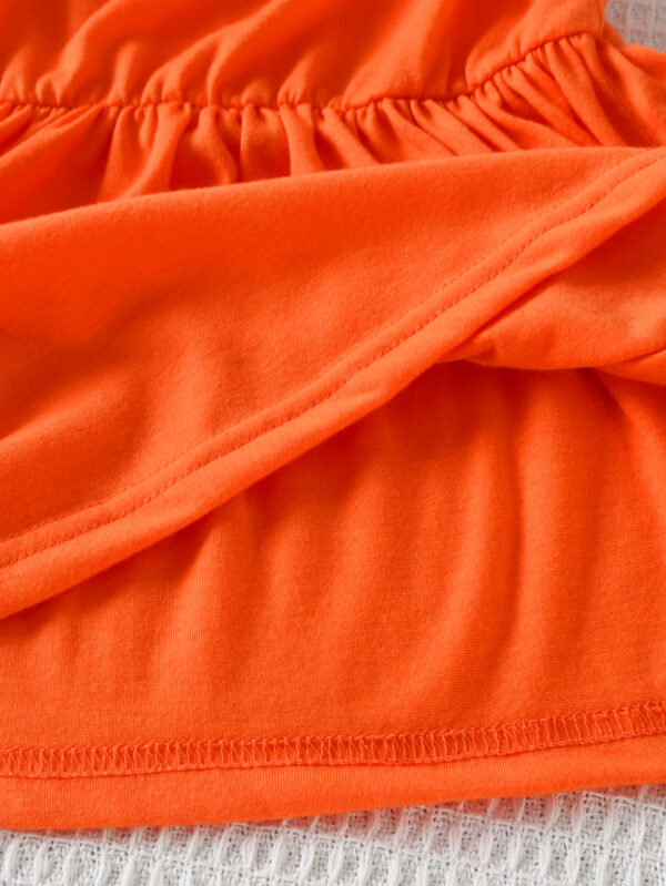 Summer Girls Orange Flying Sleeve Top + Trousers Set Girls Trendy Trousers Set - Image 7