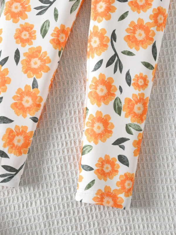 Girls summer positioning printing pattern round neck short sleeve + random printing trousers suit trendy two-piece suit - Image 9