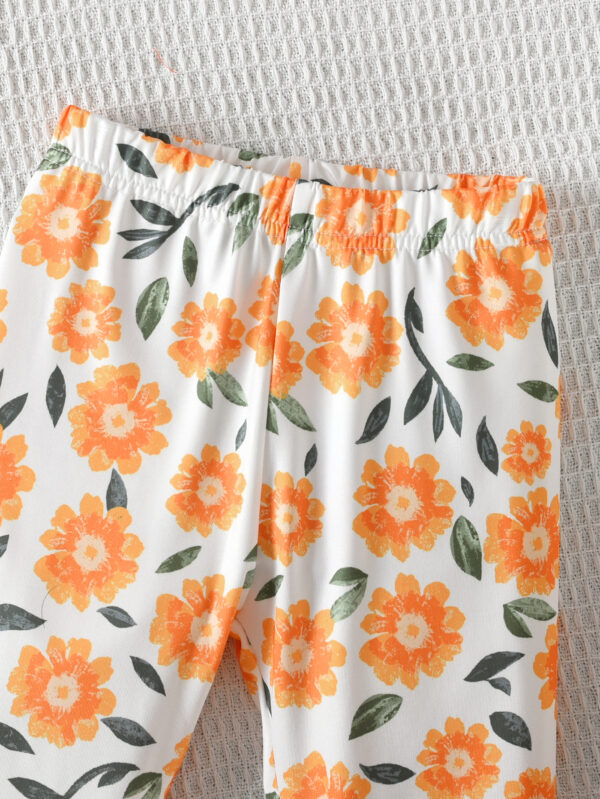 Girls summer positioning printing pattern round neck short sleeve + random printing trousers suit trendy two-piece suit - Image 6