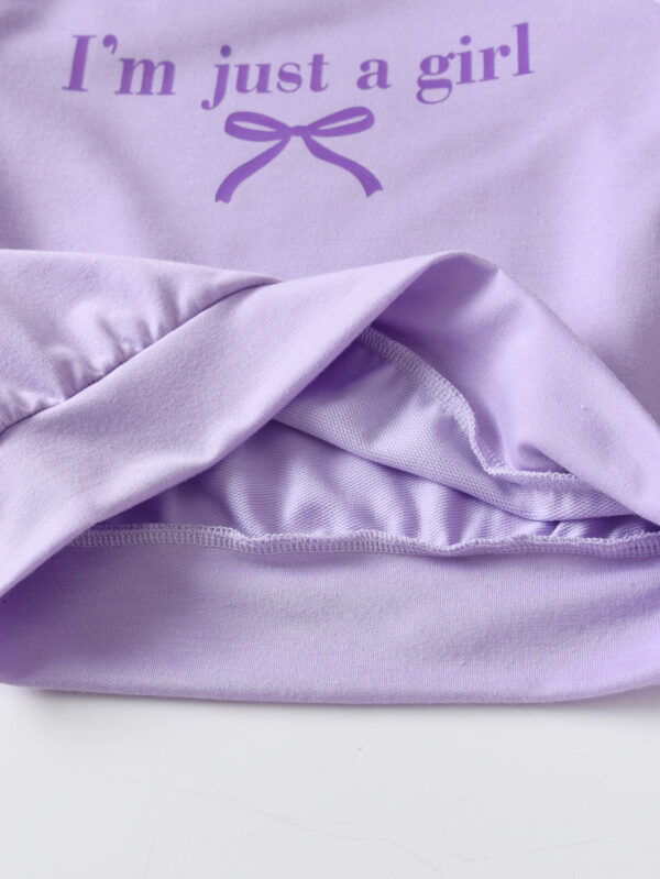 Girls autumn trendy round neck long sleeve loose version sweater + side bow trousers set - Image 7