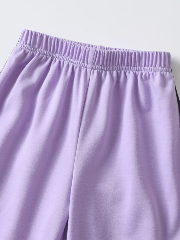 Girls autumn trendy round neck long sleeve loose version sweater + side bow trousers set - Image 8