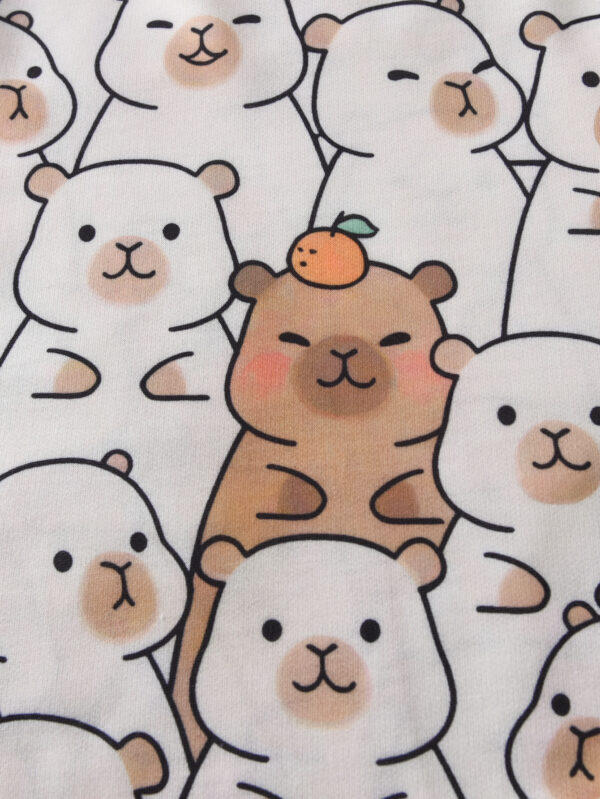 Rose Gold Girls Autumn Outfit Cute Bear Printed Sweater and Flared Pants Two-piece Set - Image 6