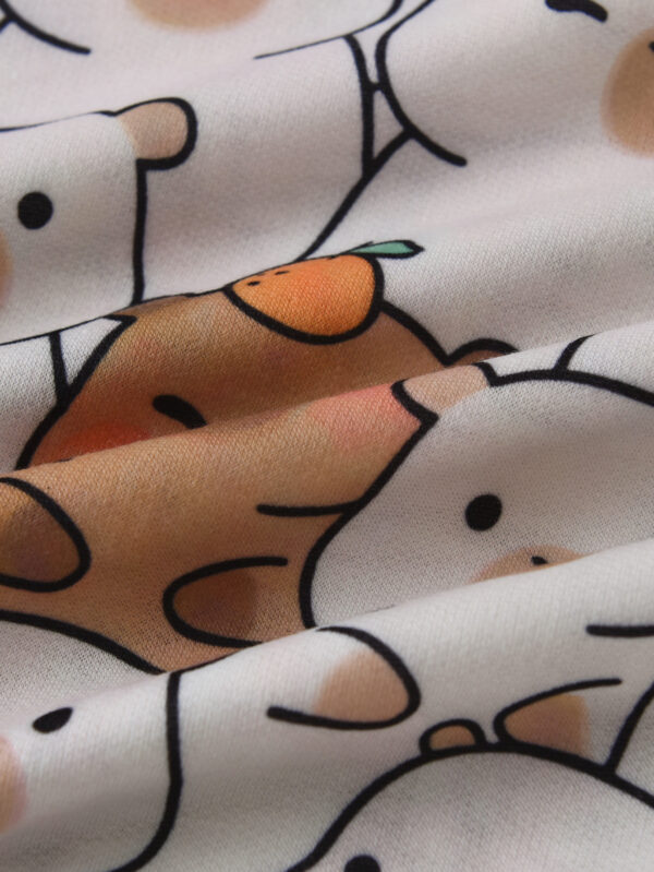 Rose Gold Girls Autumn Outfit Cute Bear Printed Sweater and Flared Pants Two-piece Set - Image 8