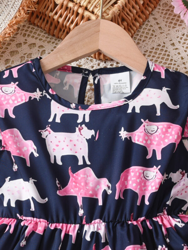Summer Girls Casual Small Flying Sleeve Sleeveless Random Printed Dress Girls Summer Girls Fashion Dress - Image 3