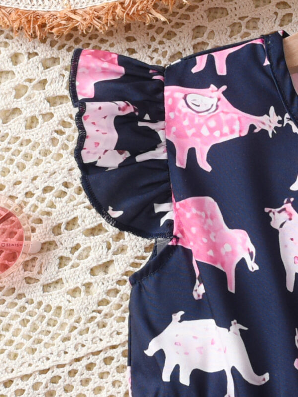 Summer Girls Casual Small Flying Sleeve Sleeveless Random Printed Dress Girls Summer Girls Fashion Dress - Image 4
