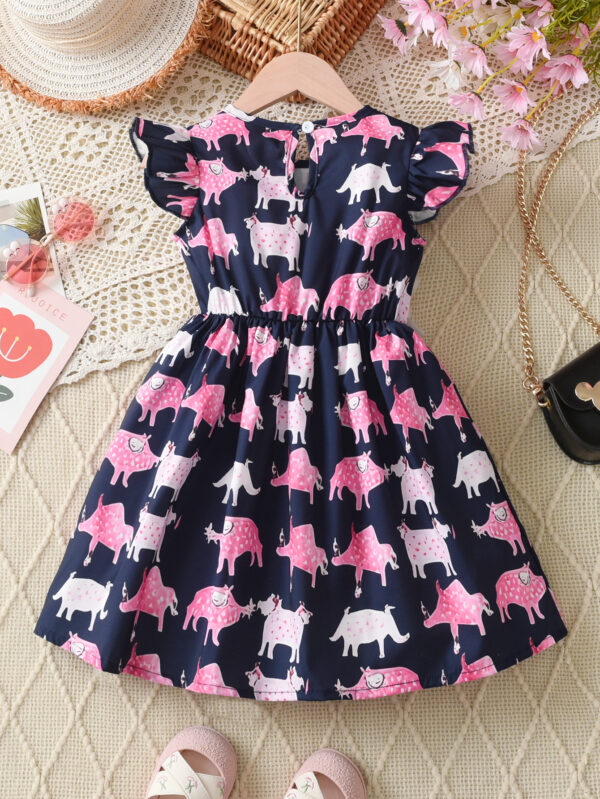 Summer Girls Casual Small Flying Sleeve Sleeveless Random Printed Dress Girls Summer Girls Fashion Dress - Image 2