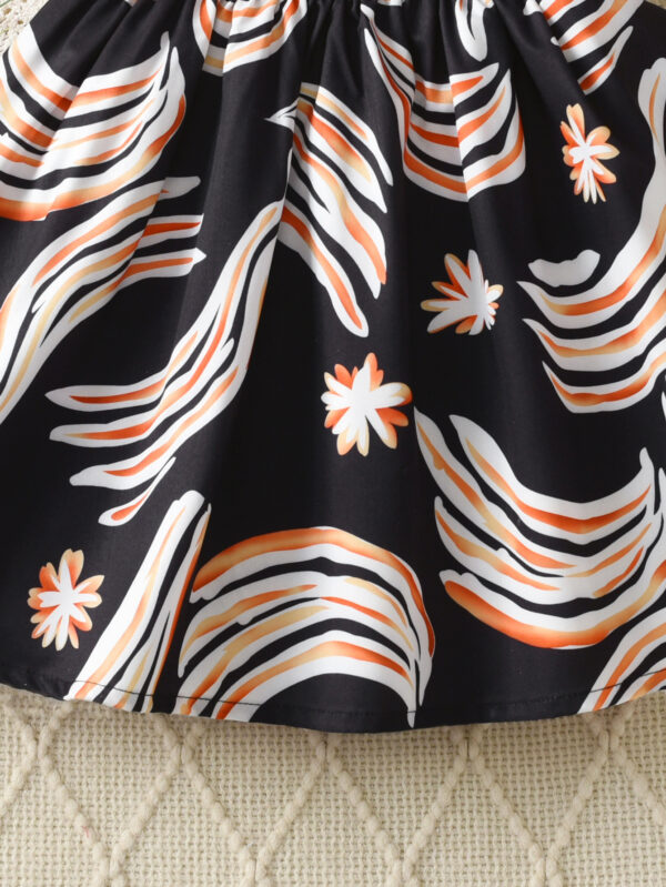 Girls Summer Fashion Graffiti Digital Print Dress Sleeveless Random Digital Print Ruffle Hem - Image 7