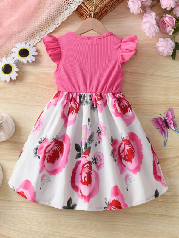 Summer Girls Casual Small Flying Sleeve Sleeveless Random Printed Dress Girls Summer Girls Fashion Dress - Image 2