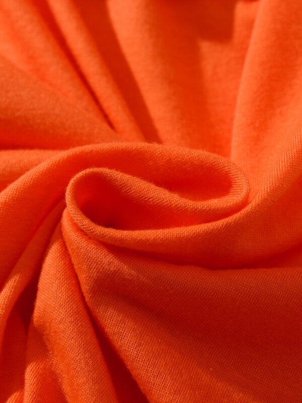 Summer Girls Orange Positioning Pattern T-shirt and Random Flower Print Shorts Casual Suit - Image 7