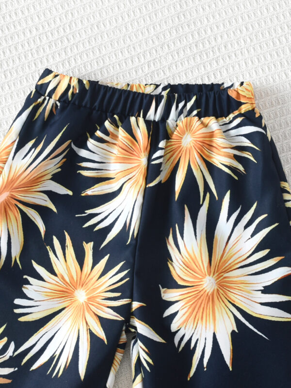 Summer Girls Fashion Sleeveless Trousers Set Sleeveless Top + Random Pattern Print Trousers Set - Image 6
