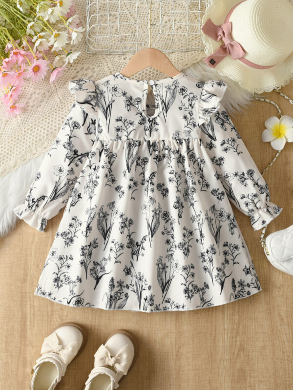 Girls autumn trendy doll collar design with ruffles decoration long sleeves style cuffs with puff sleeves style dress - Image 2