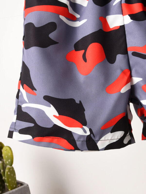 Boys&apos; summer new fashion letter pattern round neck short-sleeved T-shirt and camouflage sports shorts set - Image 10