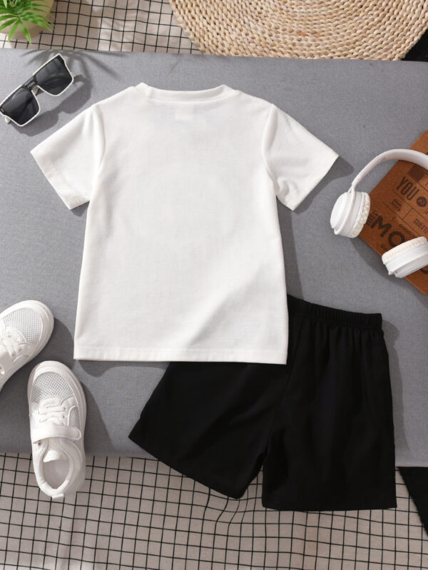 Boys fashion set cool breathable and comfortable summer clothing rock style colorful headphones T-shirt and shorts - Image 4
