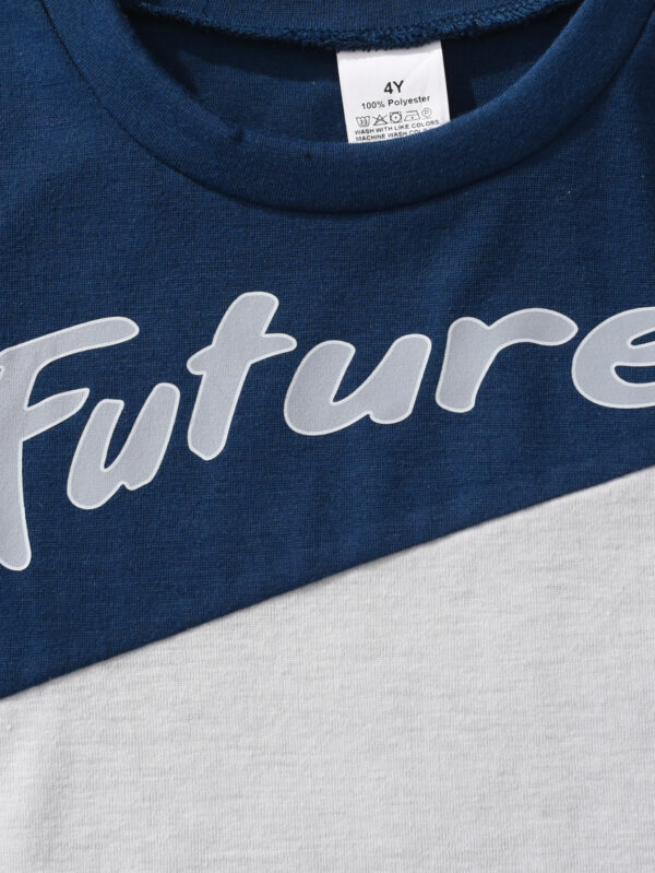 New Boys&apos; Casual Stitching Round Neck T-shirt + Shorts Set - Image 6