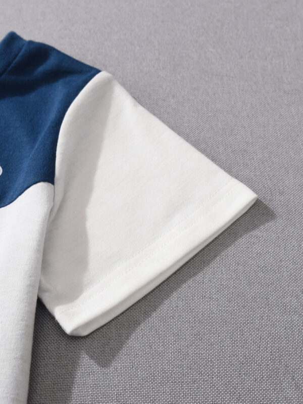 New Boys&apos; Casual Stitching Round Neck T-shirt + Shorts Set - Image 7