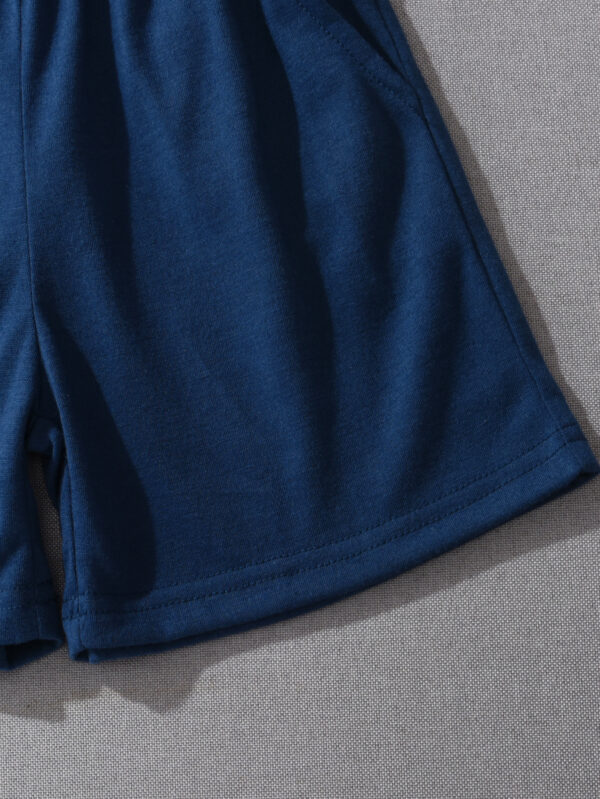 New Boys&apos; Casual Stitching Round Neck T-shirt + Shorts Set - Image 11