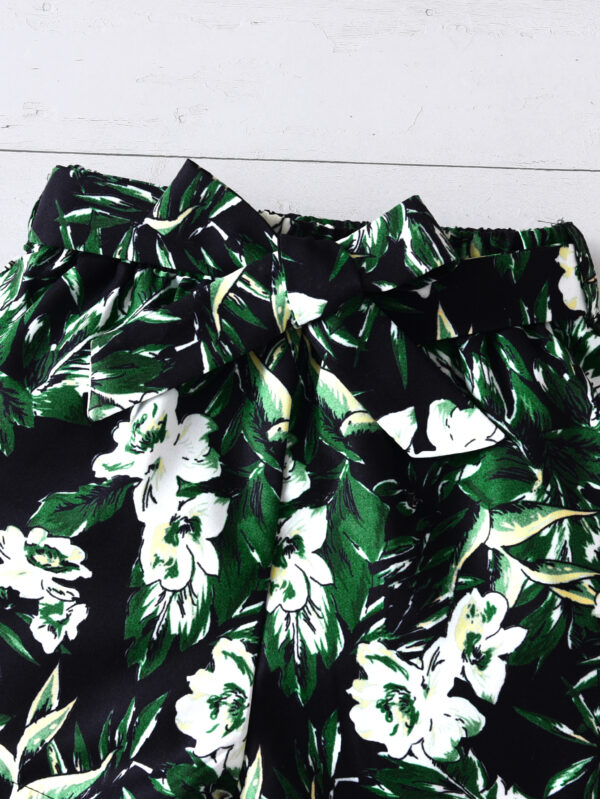 Girls Summer Fashion Small Flying Sleeve Top + Loose Pleated Shorts + Waistband Shorts Set - Image 6