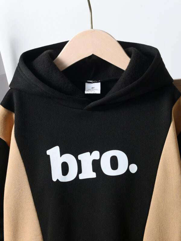 Boys&apos; autumn hooded casual loose sweatshirt + cuffed sweatpants trousers set - Image 3