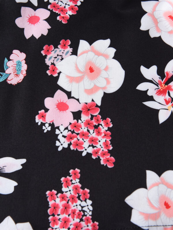 Japanese solid color sleeveless suspender bow random floral print A-line ruffle loose hem dress - Image 6