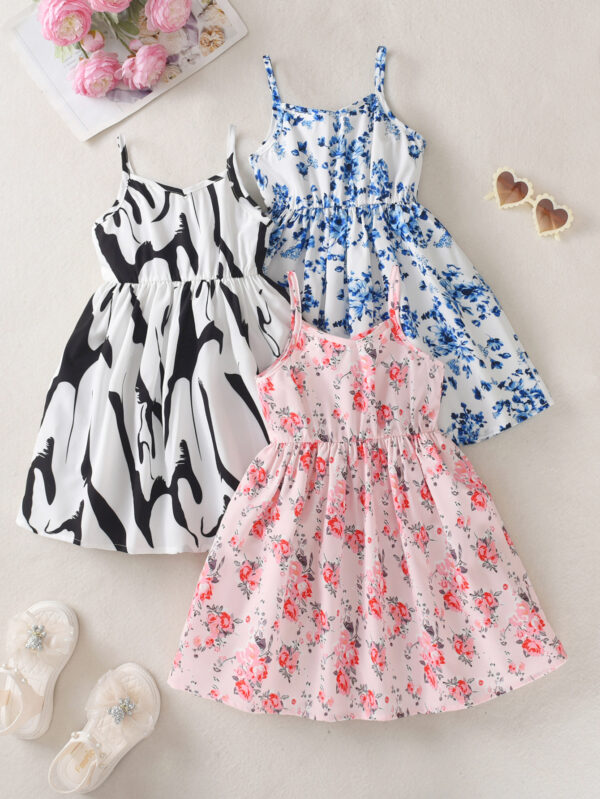 Girls summer fashion 3pcs three-piece dress girls summer sling strapless waist dress three-piece - Image 2