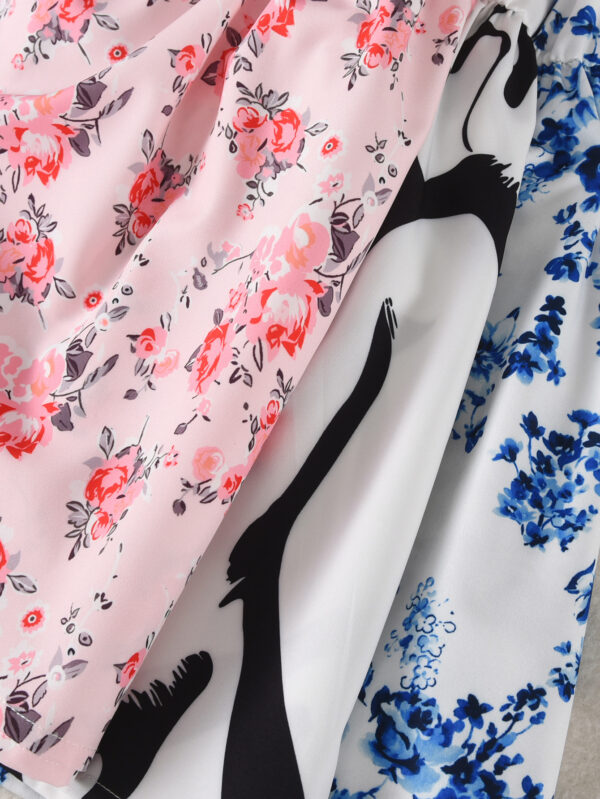 Girls Summer 3-piece floral print and irregular stripes thin straps simple fashion dress - Image 5
