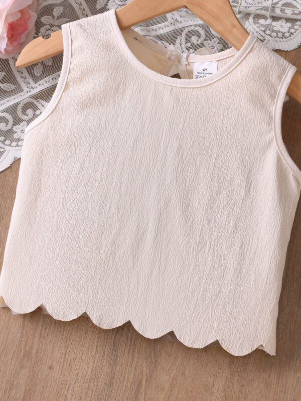 Girls Summer Sleeveless Top + Shorts Set Lightweight Cotton Ruffle Design Shorts Set - Image 4