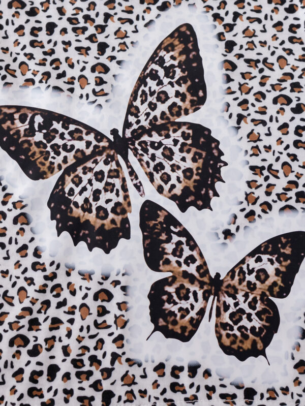 Girls Autumn Fashion Leopard Print Butterfly Cartoon Pattern Sweater + Butterfly Pattern Flared Pants Set - Image 4