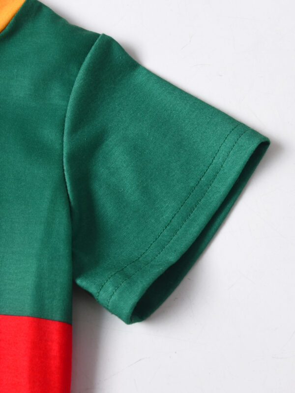 Boys&apos; summer fashion bright color patchwork letter pattern short-sleeved T-shirt and shorts set - Image 5