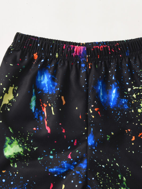 Boys summer new fashion splash ink color cool Tyrannosaurus Rex pattern T-shirt shorts two-piece set - Image 8