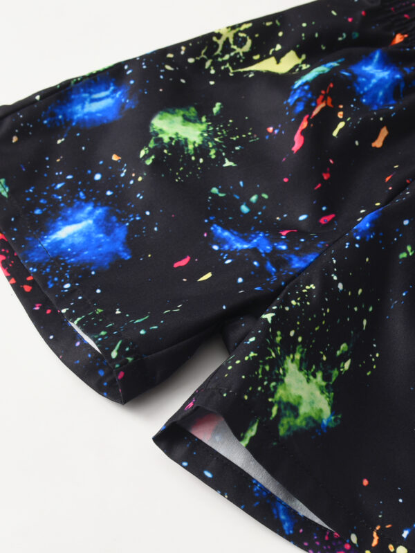 Boys summer new fashion splash ink color cool Tyrannosaurus Rex pattern T-shirt shorts two-piece set - Image 10