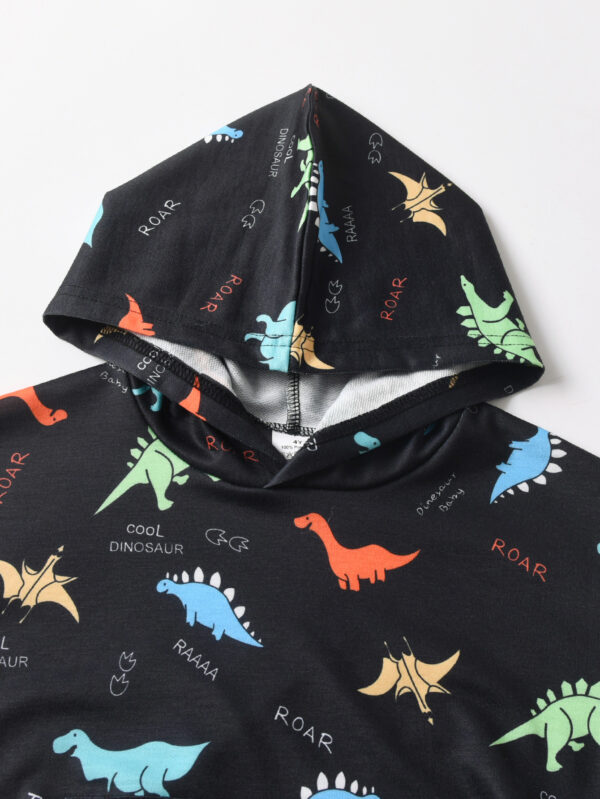 Autumn boys&apos; trend with a front kangaroo hooded sweatshirt style + casual sports pants set - Image 3