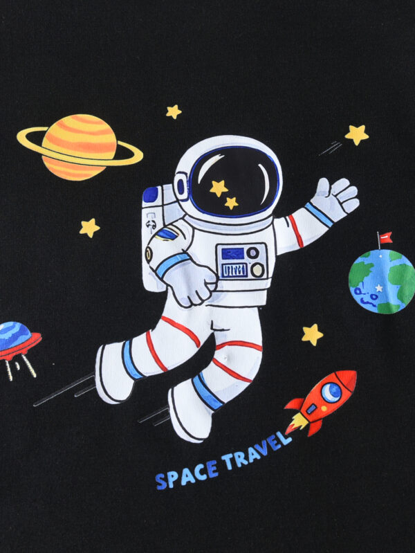 Boys&apos; new style positioning printing cool short-sleeved T-shirt shorts suit round neck regular version suitable for outdoor clothing - Image 4