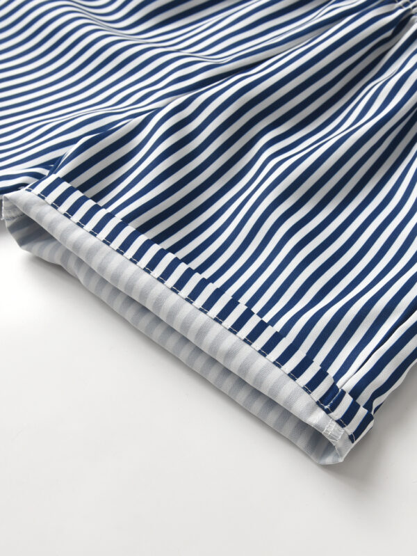 Boys&apos; fashionable short T-shirt suit two-piece summer round neck striped navy style short-sleeved suit - Image 14