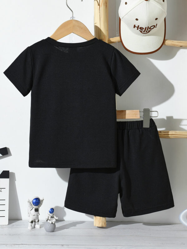 Boys&apos; new style positioning printing cool short-sleeved T-shirt shorts suit round neck regular version suitable for outdoor clothing - Image 2