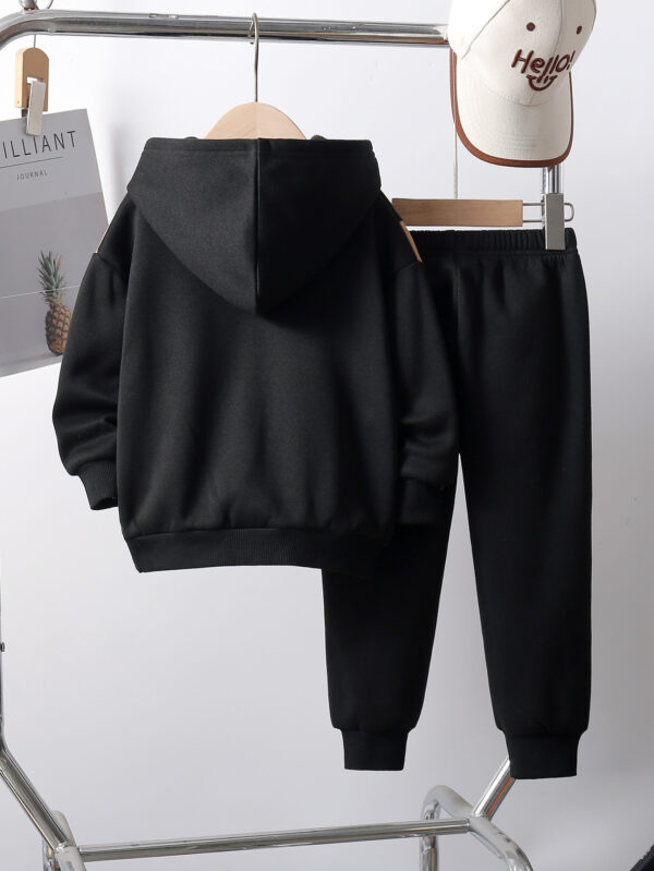 Boys&apos; autumn hooded casual loose sweatshirt + cuffed sweatpants trousers set - Image 2